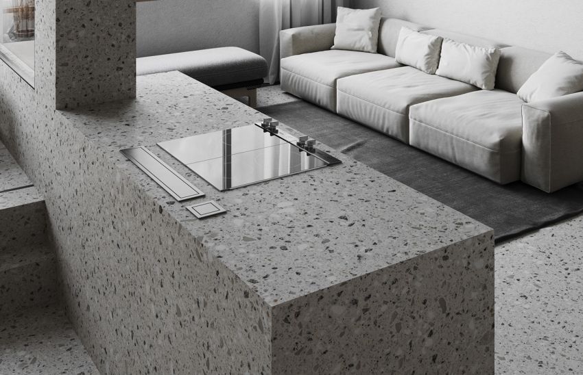 Lips house 10 square meters of natural stone with quiet gray color - Interior Design Ideas