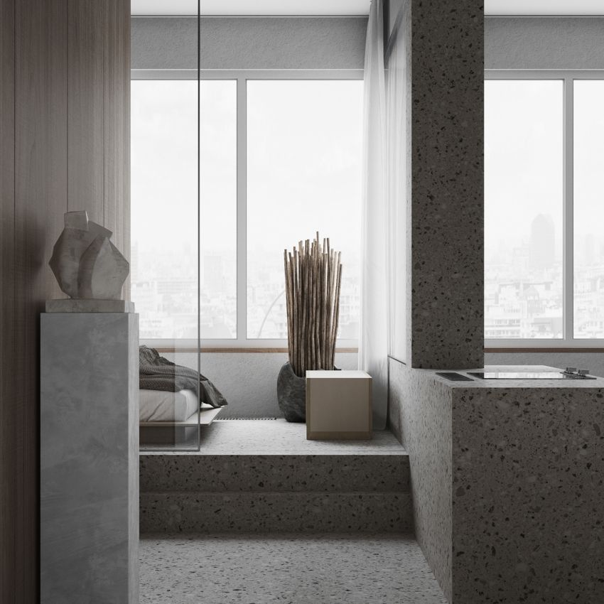 Lips house 10 square meters of natural stone with quiet gray color - Interior Design Ideas