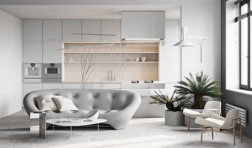 Gray gray flat for one person