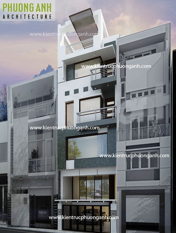 Mẫu thiết kế nh&agrave; 4.5 tầng đẹp hiện đại H&agrave; Nội